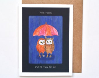 Owl Anniversary Card, Owl Lover gift, I'll be there for you, Cute Owl Couple, Friendship Gift, Tough Time Support, Best friend forever Gift