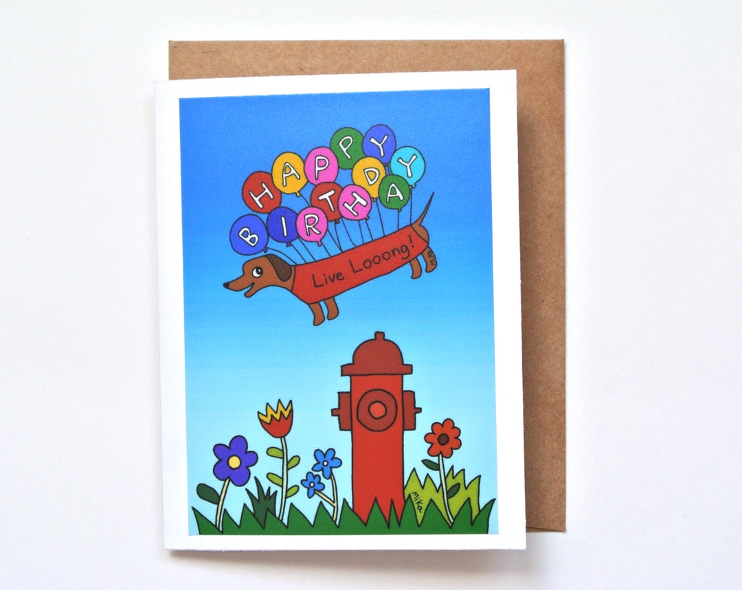 Dachshund Wiener Dog Birthday Card, Funny Cute Dog Birthday Card ...