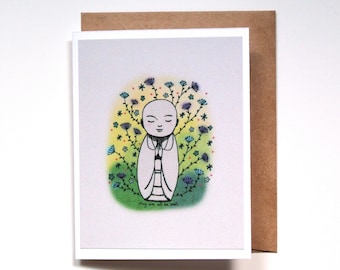 Jizo Art card, Unique Mothers day card, Japanese Zen Art, Support Gift, Get well soon card, Miscarriage Stillborn Sympathy, Thinking of you