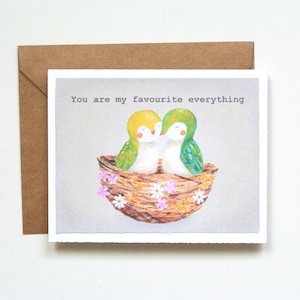 Carte Vous êtes tout ce que je préfère, carte d'amour pour couple d'oiseaux mignons, anniversaire fait main, Saint-Valentin ou voeux romantiques, carte-cadeau chérie