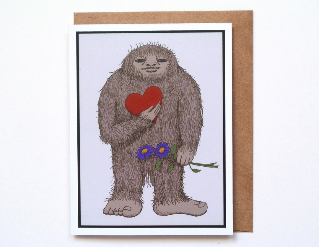 Bigfoot Sasquatch Card Funny Anniversary Card For Her him Weird I bigfoot-sasquatch-card-funny-anniversary-card-for-her-him-weird-i