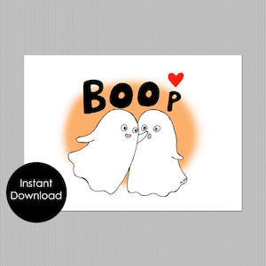 Tarjeta divertida de Halloween, tarjeta imprimible de fantasma, regalo de amistad de Halloween, BOOP, linda tarjeta de aniversario, tarjeta de "Te amo", regalo para novio