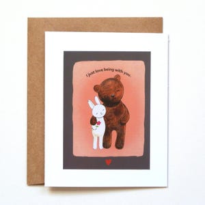 Carte d'anniversaire ours lapin, j'adore être avec vous, carte d'anniversaire petit ami ours, cadeau d'anniversaire petite amie, cadeau couple lapin et ours