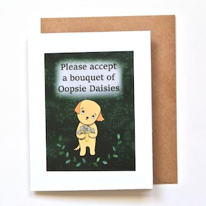 Désolé, cadeau mignon d'excuses, Oopsie Daisies, carte désolé pour les dégâts de chien, amical désolé, carte de remords chiot, cadeau pour amoureux des chiens, Golden Retriever