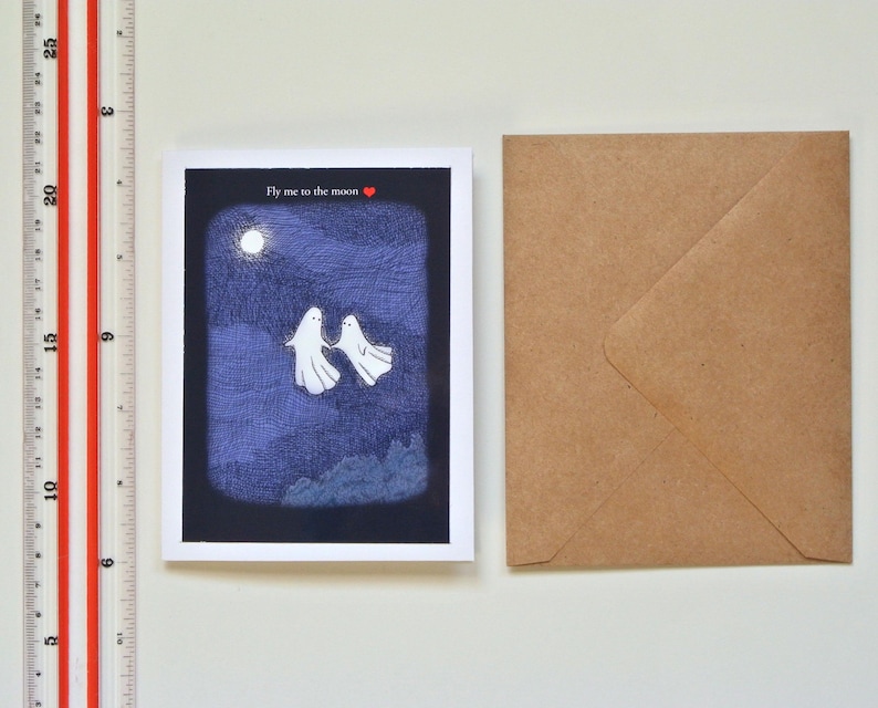 Gothic Ghosts Card: Fly Me to the Moon, Romantic Anniversary Gift image 6