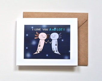 Cute Axolotl Love and Friendship Card, Unique Anniversary Card, Best Friend Appreciation, Quirky Birthday Card for Him/Her, Axolotl Lover