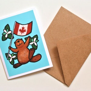 Cadeau canadien, carte d'anniversaire amusante du Canada, drapeau castor avec feuille d'érable, carte de supporter canadien, carte d'envoi direct personnalisée, MiKa