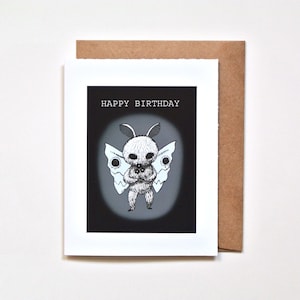 Carte d'anniversaire gothique, papillon de nuit mignon effrayant, voeux inspirés d'Halloween effrayant, anniversaire esthétique sombre, cadeau gothique étrange et fantaisiste