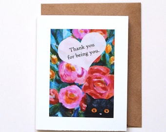 Black Cat Thank You Card: Friendship Appreciation Gift