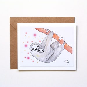 Carte de fête des mères paresseuse, carte d'art unique pour maman et bébé, cadeau de baby shower, félicitations pour le nouveau bébé, cadeau d'anniversaire de maman, carte de fête des mères faite main pour elle