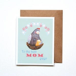 Carte poulet pour la fête des mères, à la meilleure maman de tous les temps, mère poule câlinant son poussin, carte d'anniversaire de maman, cadeau maman je t'aime, carte de remerciement maman