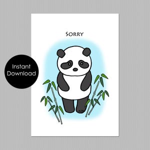 Tarjeta de disculpas, impresión de panda triste, tarjeta de disculpas imprimible, lindo oso panda, cometí un error, tarjeta de perdóname, descarga instantánea, regalo de disculpas