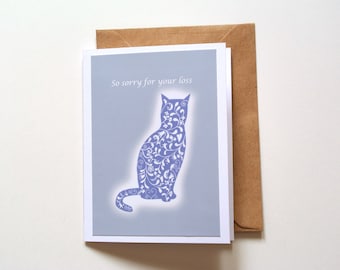 Cat Loss Sympathy card, Cat Memorial Card, Sorry for your loss Card, Cat Death card, Elegant Sympathy card, Condolence card, Pet Loss card