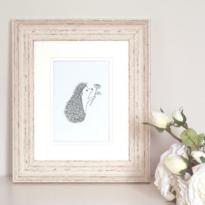 Hedgehog Gift, Hedgehog Drawing, Mothers day gift, Hedgehog Print, Black & White Wall Art, Woodland Nursery, Hedgehog Décor, Monochrome Art image 3