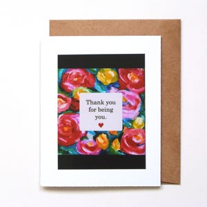 Jolie carte de remerciement florale, merci d'être vous, carte de fête des pères unique, carte de remerciement faite main pour enseignant, gratitude de l'amitié