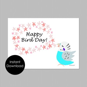 Verjaardagskaart parkiet, instant download afdrukbare kaart, cadeau parkiet grasparkiet minnaar, Happy Bird Day, Office TV-show grap, digitale print