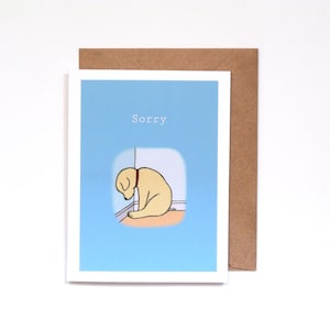 Désolé carte, cadeau d'excuses sincères, chiot mignon triste se sentant coupable face au mur, j'ai merdé carte s'il vous plaît pardonnez-moi, cadeau pour amoureux des chiens, carte triste