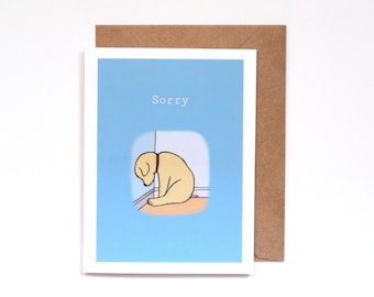 Sorry Card, Sincere Apology gift, Sad Cute Puppy feeling guilty facing wall, I screwed up Please Forgive me Card, Dog lover Gift, Sad Card