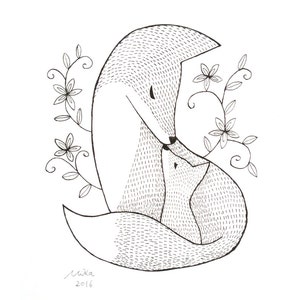 Fox Nursery Art, Mothers Day Gift, Fox Print, Black &amp; White Wall Art ...