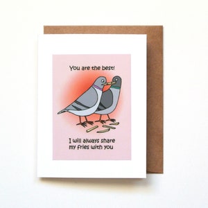 Carte de remerciement drôle de pigeon, vous êtes le meilleur, appréciation de collègue, carte d'anniversaire, cadeau de gratitude d'amitié, anniversaire d'amant de malbouffe