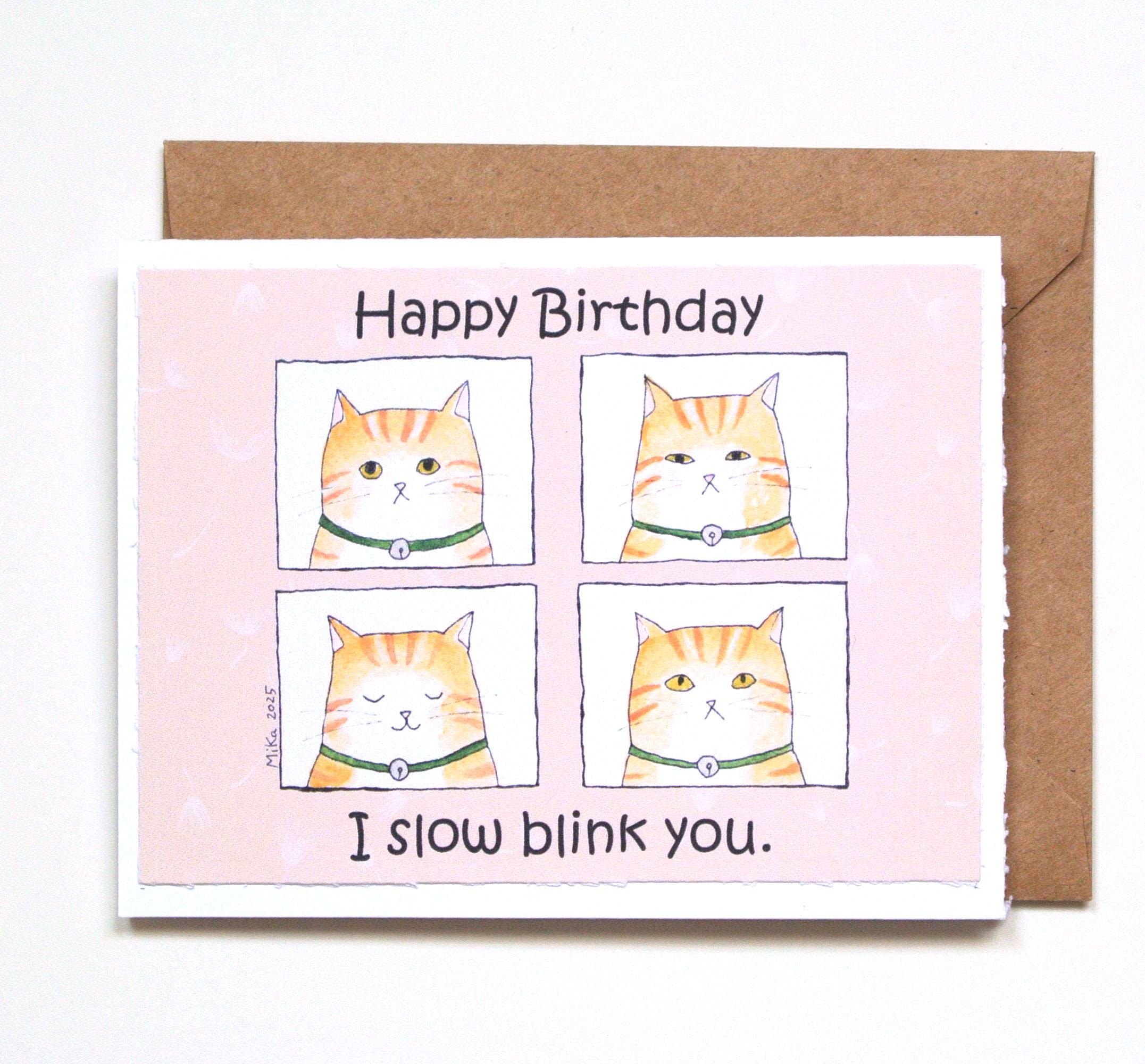 Orange Tabby Cat Birthday Card: Funny Slow Blink Greeting - Etsy