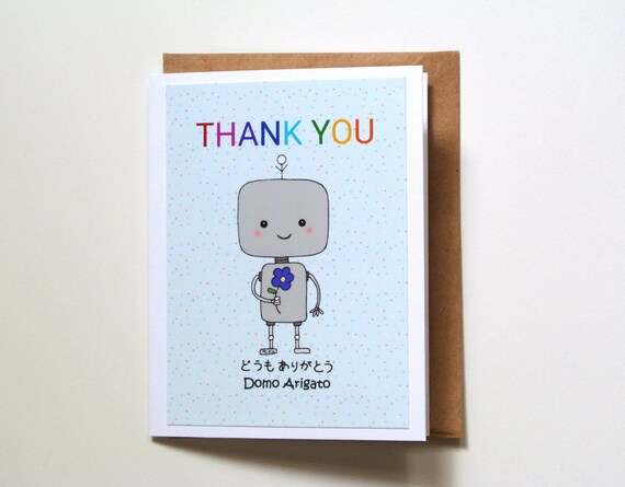 Cute Robot Thank You Card Thank You In Japanese Domo Arigato - Etsy New  Zealand