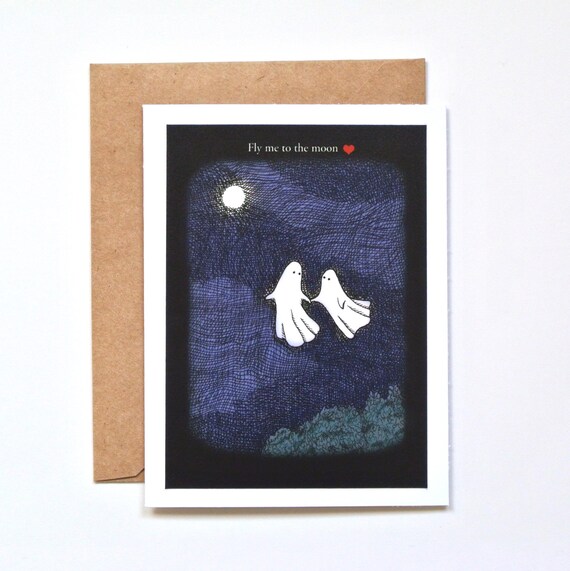 Gothic Ghosts Card: Fly Me to the Moon, Romantic Valentine Gift