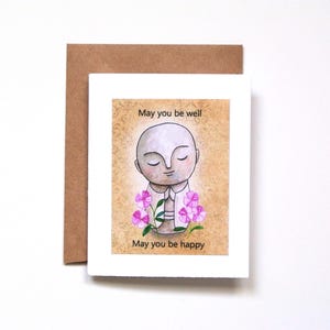 Carte Jizo, carte Guérir bientôt, carte de soutien unique, cadeau spirituel bouddhisme, carte médiation bienveillante, carte pense à vous, cadeau de compassion