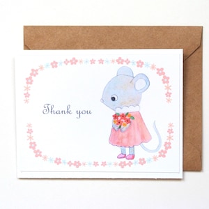 Jolie carte de remerciement souris, cadeau d'appréciation du professeur, carte de gratitude faite main pour la maternelle, la garderie, la chambre de bébé, carte d'art adorable souris