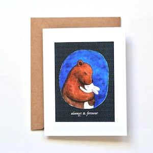 Cadeau d'anniversaire de lapin et d'ours pour lui, carte animal mignon je t'aime, toujours et pour toujours, carte d'anniversaire de petit ami, cadeau de petite amie