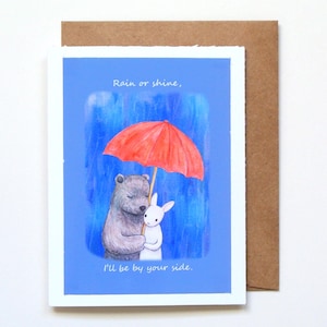 Bunny Bear Anniversary Card, Rain or Shine Forever Love Gift