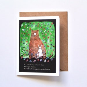 Carte amour ours et lapin, carte Saint-Valentin pour lui/elle, cadeau 1er anniversaire, citation poème romantique, cadeau d'anniversaire petite amie, carte message personnalisée