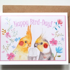 Carte d'anniversaire calopsitte, cadeau pour amateur d'oiseaux, carte d'anniversaire drôle, aquarelle calopsitte, art portrait d'oiseau de compagnie, cadeau pour propriétaire de perruche