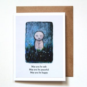 Carte imprimée Jizo, carte de méditation tendresse, cadeau bien-être amitié, cadeau de soutien au rétablissement, méditation de pleine conscience, impression d'art zen