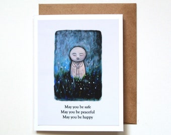 Jizo print card, Loving Kindness Meditation Card, Friendship Wellness Gift, Recovery Support Gift, Mindfulness Meditation, Zen Art print