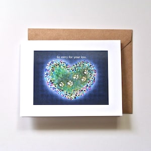 Pet Loss Sympathy Card, Handmade Watercolor heart with Paw Prints, Dog or Cat Memorial Card, So Sorry for Your Loss, Animal Bereavement