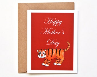 Tiger Mothers Day card, Tiger Mom, Funny mothers day gift, Fierce Strong Mother Celebration, Grumpy Big Tiger Print, Quirky mothers day card