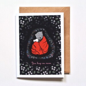 Carte ours et lapin, cadeau d'anniversaire, anniversaire de petit ami, carte de Saint-Valentin, carte animal mignon je t'aime, ours et lapin dans une couverture, MiKa