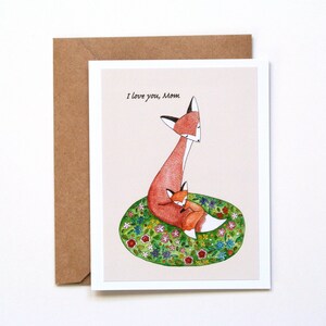 Carte de fête des mères Fox, je t'aime maman, de ma fille, cadeau Foxy Mom, 1ère carte de fête des mères pour femme, cadeau de maman de famille renard, carte d'anniversaire de maman