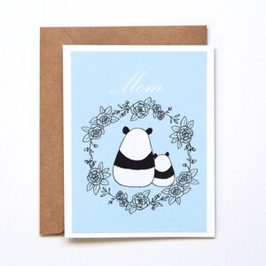 Carte de fête des mères douce, jolie maman panda et bébé, carte d'anniversaire de maman, carte de fête des mères simple, carte drôle de maman ours, cadeau d'amant de panda, MiKa
