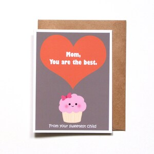 Carte drôle de fête des mères, carte coquine pour maman, meilleure maman de tous les temps, carte mignonne de petit gâteau, carte d'humour de fille, enfant préféré, carte d'anniversaire de maman