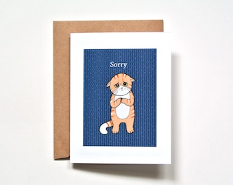 Cat Sorry Card, Apology gift, I'm Sorry Please Forgive Me, Boyfriend/Girlfriend Gift, Cute Orange Tabby Cat, Serious mistake, Cat Lover gift