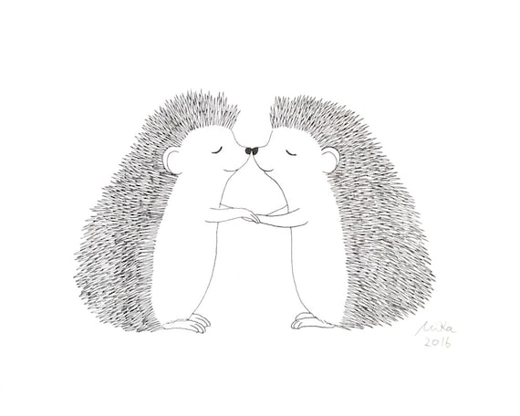 hedgehog illustration black and white