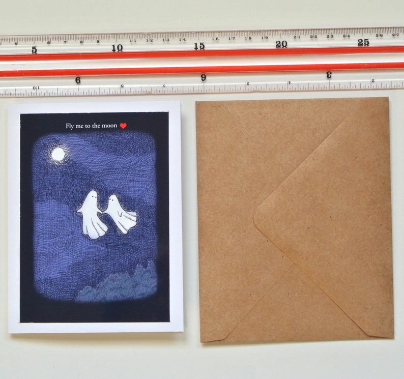 Gothic Ghosts Card: Fly Me to the Moon, Romantic Anniversary Gift image 7
