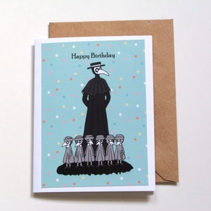 Carte d'anniversaire Halloween médecin de la peste, cadeau pour amoureux goth, carte d'anniversaire ami excentrique, cadeau d'anniversaire unique pour enseignant, horreur mignonne effrayante, MiKa