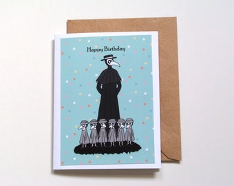 Plague Doctor birthday card, Pastel Goth Art card, Creepy cute birthday card for friends, Weird birthday card, Horror fan gift dark art card