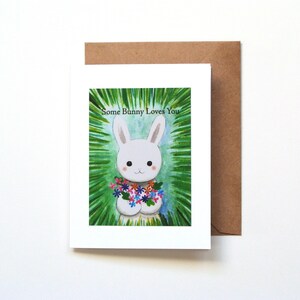 Jolie carte de lapin de Pâques, un lapin vous aime, carte de Pâques amusante pour petits enfants, carte d'anniversaire de Pâques de printemps, cadeau de fête des mères pour maman lapin