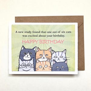 Carte d'anniversaire drôle de chats, une des six études de chats, carte de voeux mignonne lunatique d'amant de chat, cadeau d'anniversaire de papa de chat, carte d'anniversaire pour lui