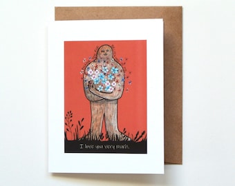 " Einzigartige Jubiläumskarte ""Bigfoot"" : Partner Wertschätzung, Sasquatch Liebe & Freundschaft."