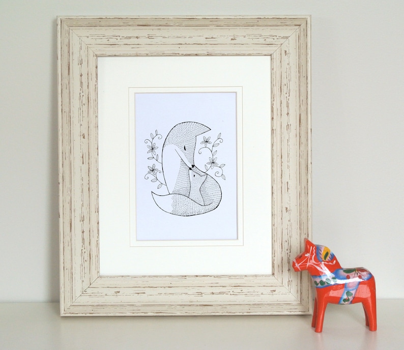 Fox Nursery Art Fox Print Black & White Wall Art Mothers Etsy